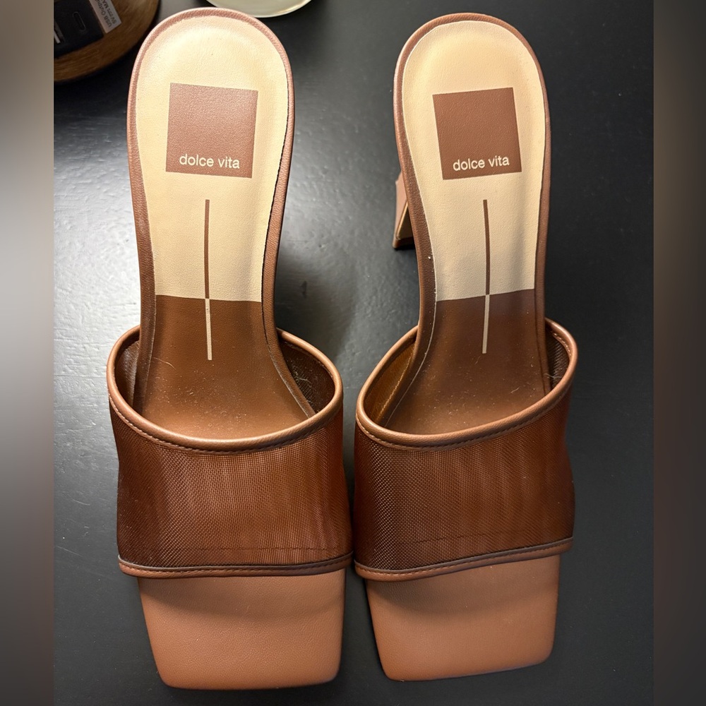 Dolce Vita Brown Square-Toe Slide Mules
